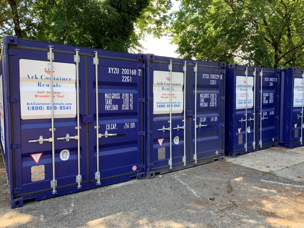 20 ft storage containers lined up